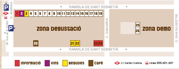 gr�fic. planell amb l'ubicaci� dels estands a la rambla de Sant Sebasti�
