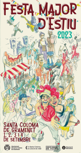 La imatge del cartell és la triada per votació popular. A partir d'aquesta, s'elaborarà la versió definitiva. És obra de l'artista colomenc Santos Veracruz.