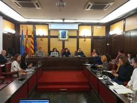 Foto de la Sala de plens amb els regidors i regidores