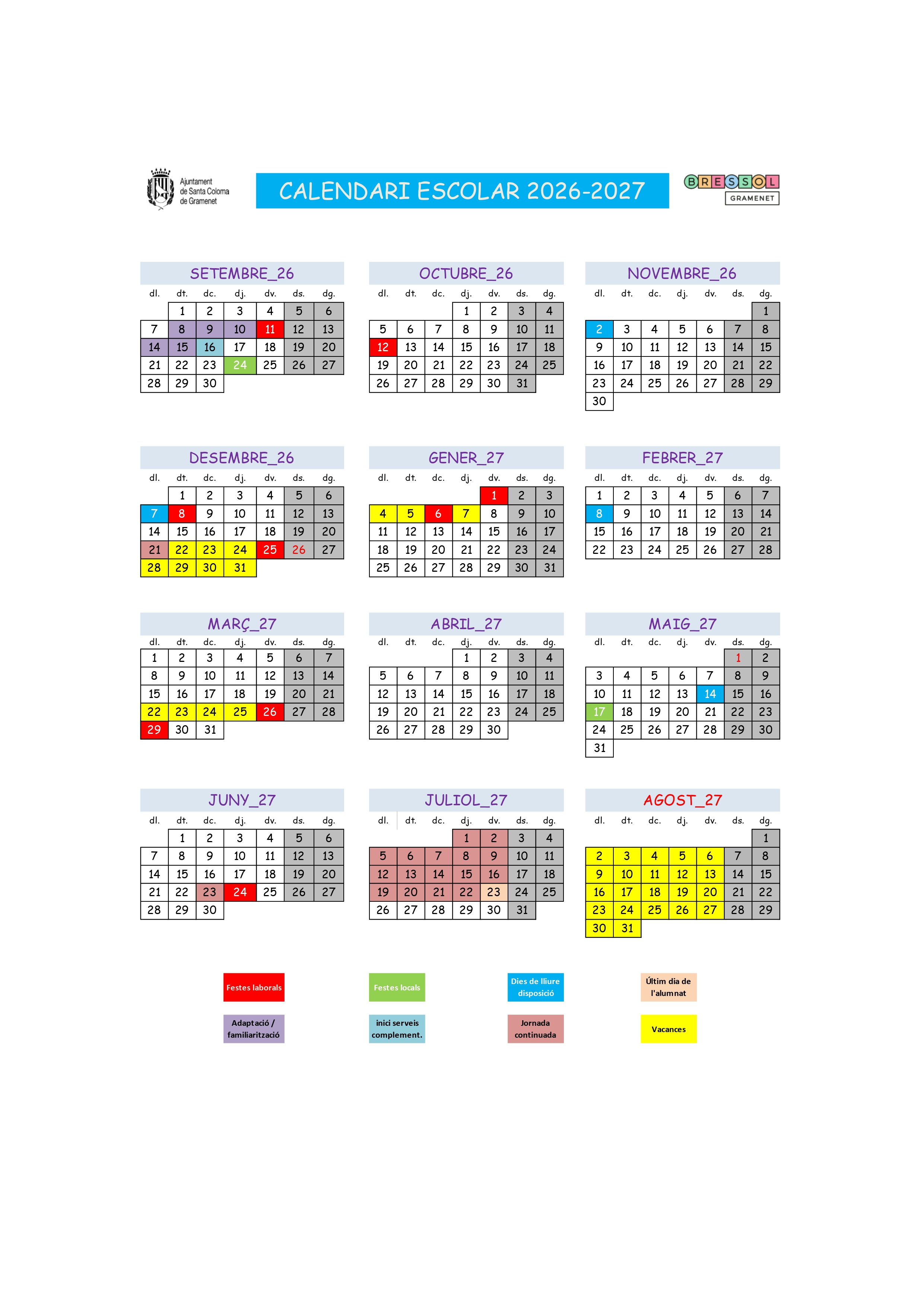 Calendari del nou curs per a les Escoles Bressol Municipals