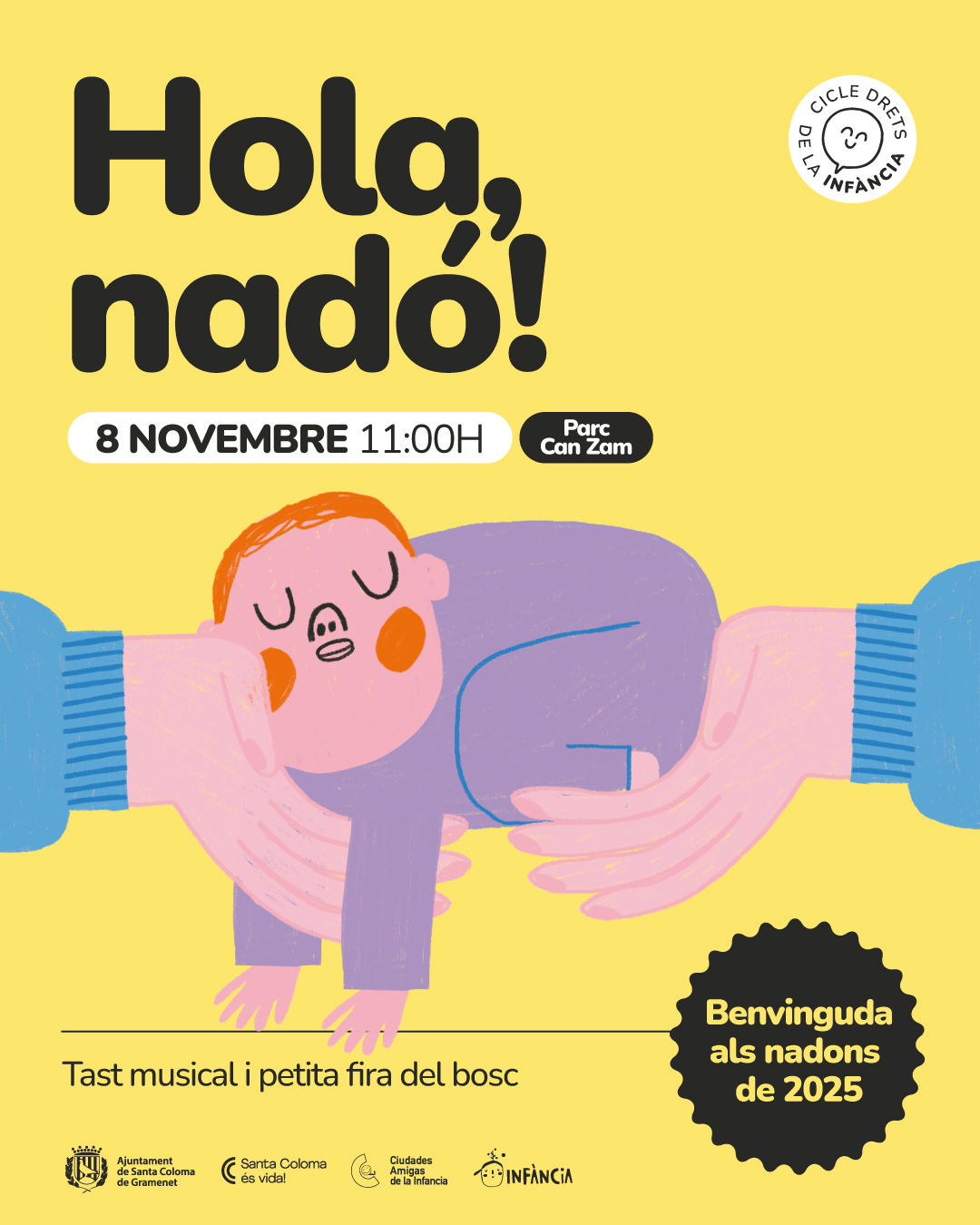 Cartell anunciant l'activitat Hola, nadó!