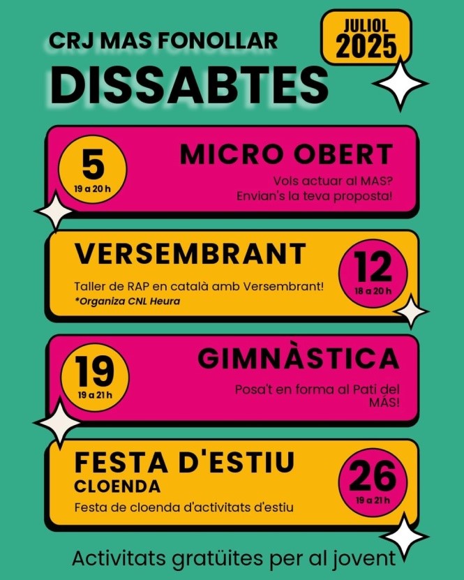 Dissabtes al Mas Fonollar Cartell anunci dissabtes al Mas Fonollar