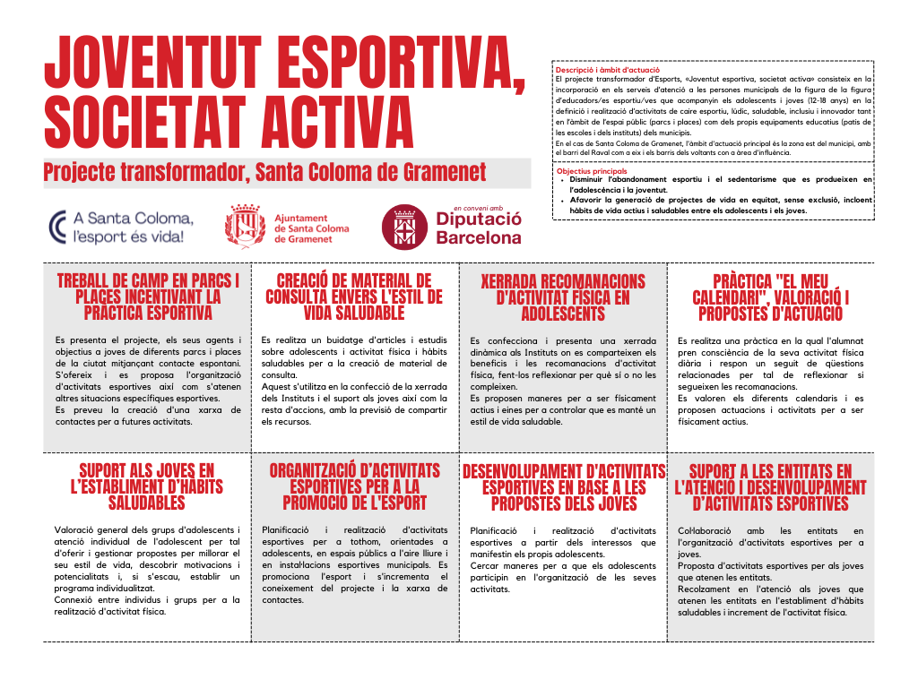 Infografia projecte 'Joventut esportiva, Societat activa' 