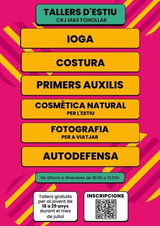 Tallers d'estiu Mas Fonollar Cartell anunci tallers d'estiu Mas Fonollar