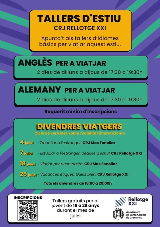 Tallers d'estiu Cartell anunci tallers d'estiu