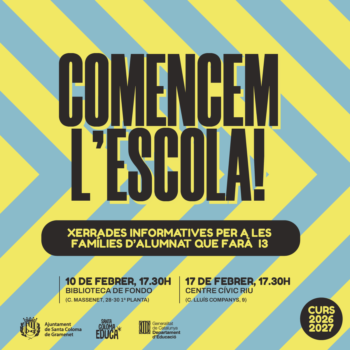 Dates, horaris i llocs de les xerrades