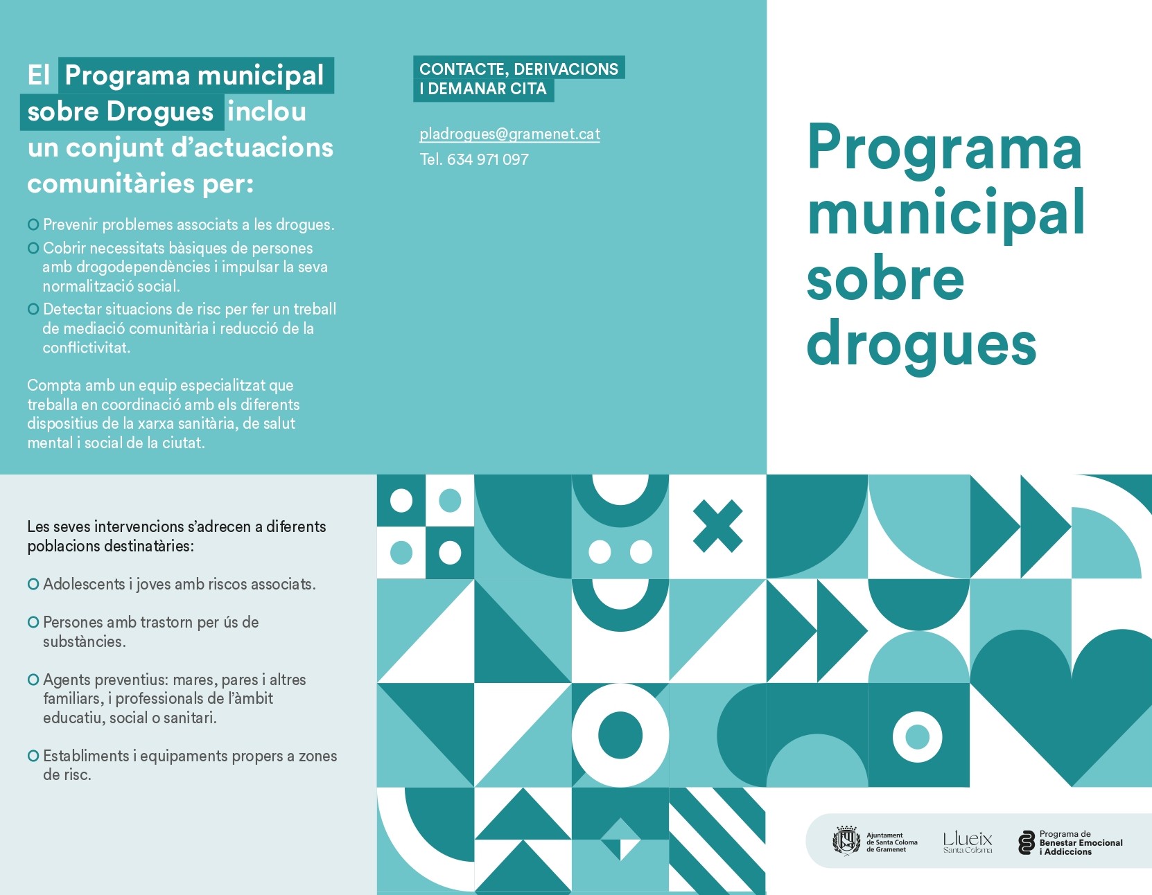 Imatge tríptic programa municipal sobre drogues